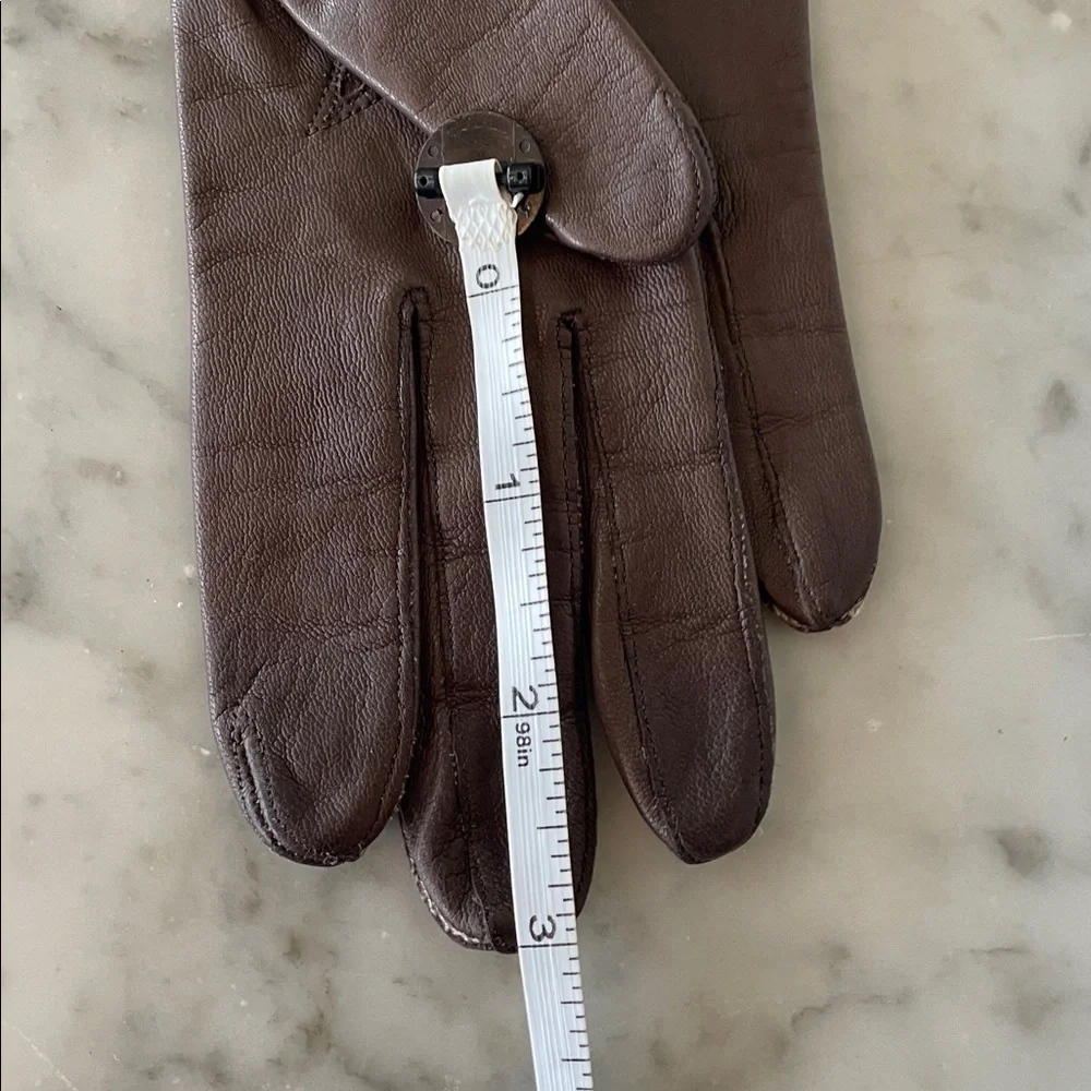 CABRETTA Silk Lined Opera Length Elegant Brown Leather Gloves 6 1/2